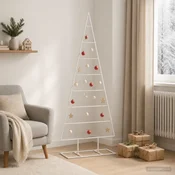 Vidaxl Kovinsko božično drevesce KUOPIO 125 cm Jeklo Bela