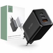 OMREŽNI POLNILEC TECH-PROTECT C65W 3-PORT NETWORK CHARGER PD65W/QC3.0 BLACK
