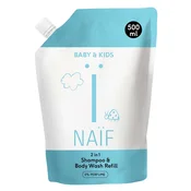 Naif Baby & Kids 2-in-1 otroški gel za umivanje in šampon brez dodanih dišav Reffil 500 ml