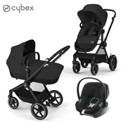 cybex gold otroški voziček 3v1 eos™ lux moon black (black frame) + aton™ b2 volcano black