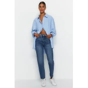 Trendyol Dark Blue High Waist Mom Jeans