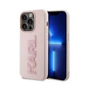 Karl Lagerfeld Originalen ovitek iPhone 15 Pro - Logo 3D - roza zaščita - KLHCP15L3DMBKCP