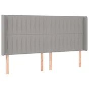 Vidaxl Vzglavje z ušesi svetlo sivo 183x16x118/128 cm blago