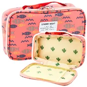 slomart Pernica LEAN,organizator,kozmetična torbica, dodatni žep, ribice, roza, 22,5cm