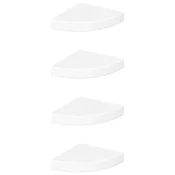 Vidaxl Plavajoče kotne police 4 kosi visok sijaj bele barve 25x25x3,8 cm MDF