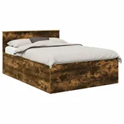 Vidaxl Konstrukcija postelje z vzglavjem Dimljeni oreh 150 x 200 cm