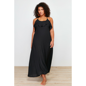 Trendyol Curve Black Long Flounce Beach Dress
