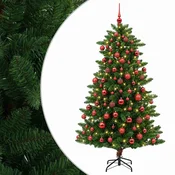 Vidaxl Umjetno božično drevo z okrasnimi kroglami 210 cm 300 LED