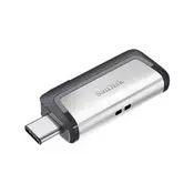 SANDISK USB Flash memorija Dual Drive 256 GB Type C (siva),  USB 3.0 / USB Tip C, 256GB, do 150 MB/s, Siva