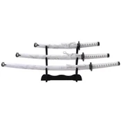 Meč KATANA set WAKIZASHI-TANTO - 3 kom na stojalu WHITE
