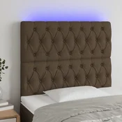 Vidaxl vidaXL Vzglavje postelje z LED diodo temno rjavo 100x7x118/128 cm blago