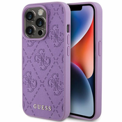 Originalen ovitek Guess za iPhone 15 Pro Max  Leather Stamped  - Vijolična