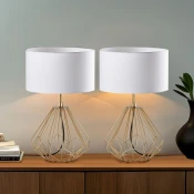 Opviq Set Stonih lampi Diamond-S-711, 25x25x43 cm, IP20, 2 komada, Zlatno-bele boje