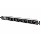 1U Aluminum PDU, rackmountable, 7x CEE 7/5 16A Plug, 250VAC 50/60Hz, switch, surge Protection