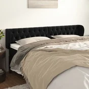 Vidaxl vidaXL Vzglavnik s krilci, črn, 203x23x78/88 cm, žamet