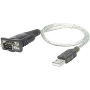 Manhattan Manhattan USB adapter [1x Moški konektor USB 1.1 tipa A-1x 9-polni moški konektor D-SUB] 0.45 m Siva Pozlačeni konektorji