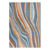 Plavi ručno rađen vunen tepih 160x230 cm Abstract Flow – Flair Rugs