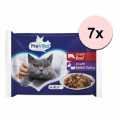 PreVital Cat vrečke govedina/kunec-puran v želeju 28 x 100 g