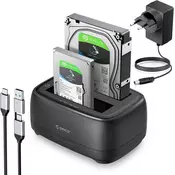 slomart ORICO priključna stanica za tvrdi disk - samostalni klon USB 3.2 Gen 1 za 2.5/3.5 HDD/SSD do 2x20TB, napajanje 12V 3A, UASP (DD28C3-C)