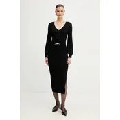 Morgan Pletena obleka 232-RMROSA Črna Slim Fit
