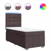 vidaXL vidaXL Box spring postelja z vzmetnico temno rjava 90x200 cm blago, (21291382)