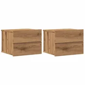 Vidaxl Stenska nočna omarica 2 kosa artisan hrast 40x32x30 cm