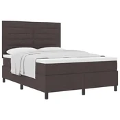Vidaxl Postelja z vzmetnico z vzmetnico Temno rjava 140 x 190 cm blago