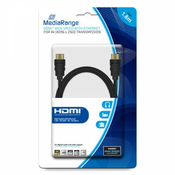 MediaRange HDMI kabel z Ethernetom, 18Gbit, 4k UHD 4096x2160, 3D, pozlačeni kontakti, 1,8M