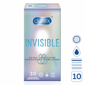 Durex Invisible Extra Thin Extra Lubricated kondomy 10 ks
