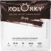 Kolorky Deluxe Velvet Pants Night Sleepy hlačne plenice za enkratno uporabo za noč L 8-13 kg 19 kos