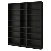 BILLY Komb.biblioteke s dodat. elementima, crna im. hrastovine, 200x28x237 cm