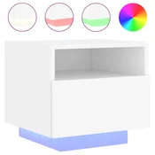 Vidaxl Nočna omarica z LED lučkami bela 40x39x37 cm
