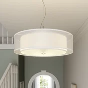 Lindby obesek Pikka, bela, tekstil, O 50 cm, E27 - Dnevna soba/jedilnica - Sodobni - bela, krom - Tkanine/tekstil