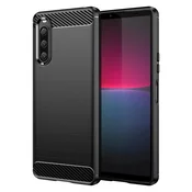 Carbon ovitek Sony Xperia 10 V – TPU silikonski, odporen proti udarcem (črn)