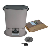 Skaza Bokashi Organko Essential kompostnik (15.3 L) + Base + posip 1 kg, siv