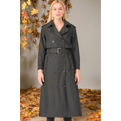 Z6674 DEWBERRY WOMENS TRENCH COAT-STRAIGHT BLACK