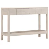 Vidaxl Konzolna mizica bela 110x35x75 cm trden mangov les