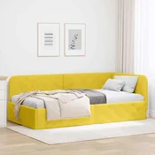 Vidaxl Kotna postelja z vzglavjem Rumena 100 x 200 cm Žamet