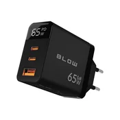 slomart Polnilnik Blow 65W GaN, 1xUSB-A, 2xUSB-C, LCD Watmeter, črn