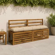 vidaXL Blazina za klop VIANEN 100% poliester Krem 160 x 30 x 12 cm