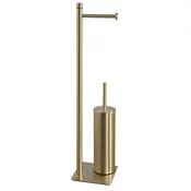 TRILLY Prostostoječe držalo za toaletni papir/čopičko, kvadratno/zlato mat - Zlata mat barva - 140x628x140 mm - Gedy - 120 - Iz nerjavečega jekla - Nosilec toaletnega papirja - Kvadratni - 140 - 628 - 140 - 14