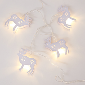 ACA Lighting LED lancic Reindeer bijeli metal 1.35m, 10LED, 2xAA, TOPLI, bez funkcija, transp. kabel