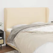 Vidaxl Vzglavje z ušesi krem 203x23x118/128 cm blago