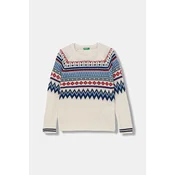 Pulover z dodatkom volne United Colors of Benetton bež barva, 1PF6Q109R