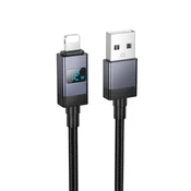 Hoco USB-A–Lightning kabel Hoco 2,4 A z zaslonom, 1 m, X118, črn