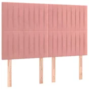 Vidaxl Vzglavje postelje roza 144x5x118/128 cm žamet