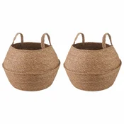 Saksija za biljke s ruckama 2 pcs Prirodna O 45 x 36 cm