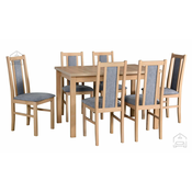 Komplet za jedilnico Miza Alba 1 sonoma + 6 stolov Bos 14 sonoma 1B