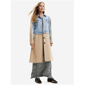 Blue-beige womens trench coat Desigual Shorlock - Women