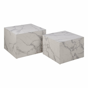 Bele mizice v kompletu 2 ks v marmornem dekorju 58x58 cm Dice – Actona